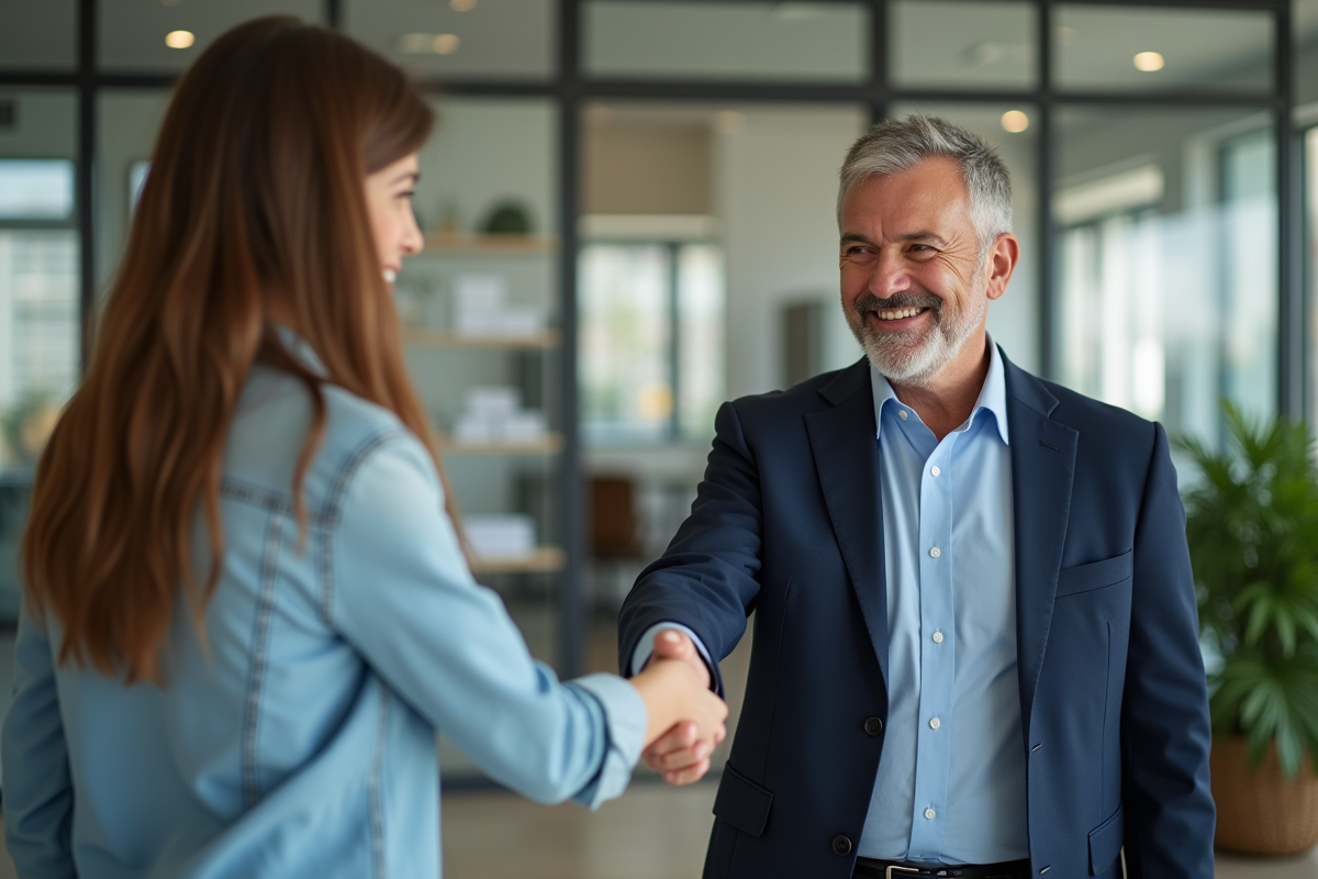 Agent immobilier serrant la main d