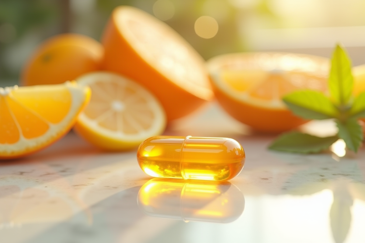 Gélule de vitamine C avec tranches d