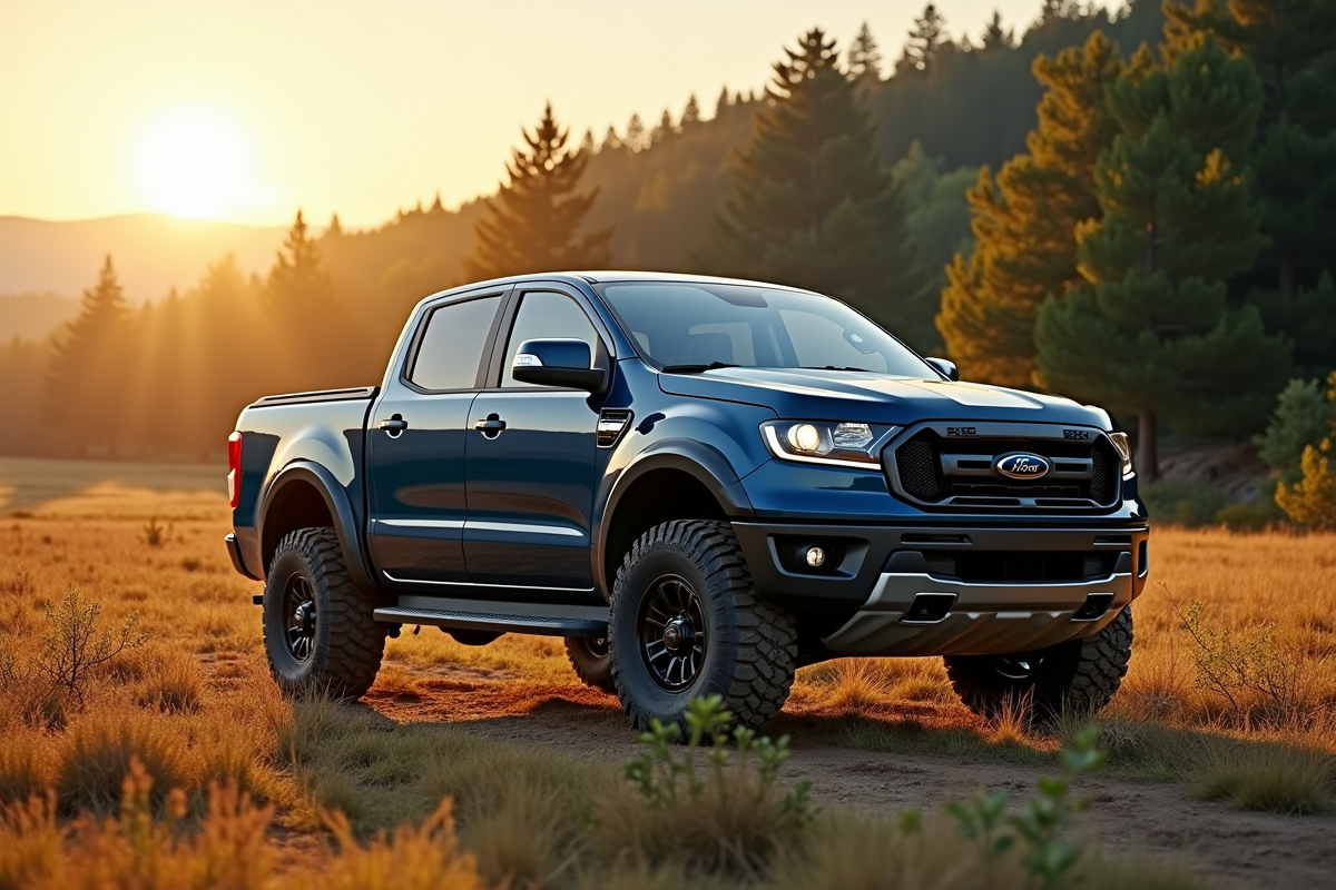 Pick-up 4x4 d'occasion en milieu rural ensoleille