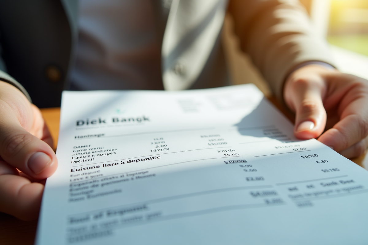 Gros plan sur un relevé bancaire français avec un dépôt mis en évidence